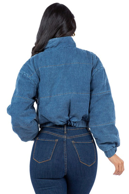 Caroline Sexy Fashion Denim Puffer Jacket