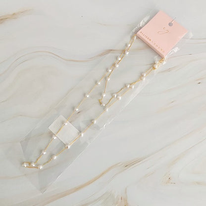 Pearl Heart Long Chain Necklace