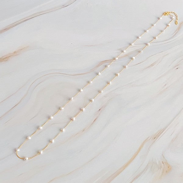 Pearl Heart Long Chain Necklace