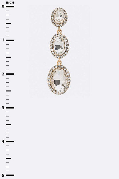 Crystal Oval Drop Statement Earrings