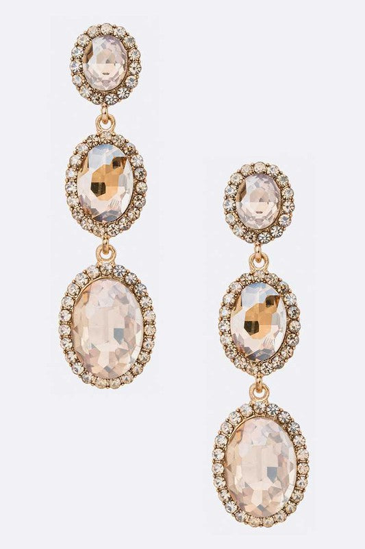 Crystal Oval Drop Statement Earrings