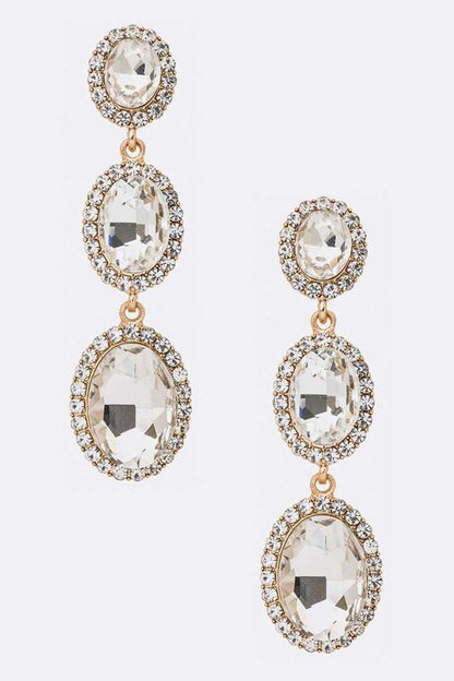 Crystal Oval Drop Statement Earrings