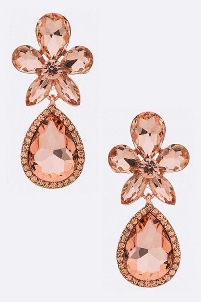 Crsytal Flower Chandelier Earrings