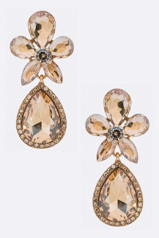 Crsytal Flower Chandelier Earrings