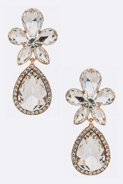 Crsytal Flower Chandelier Earrings