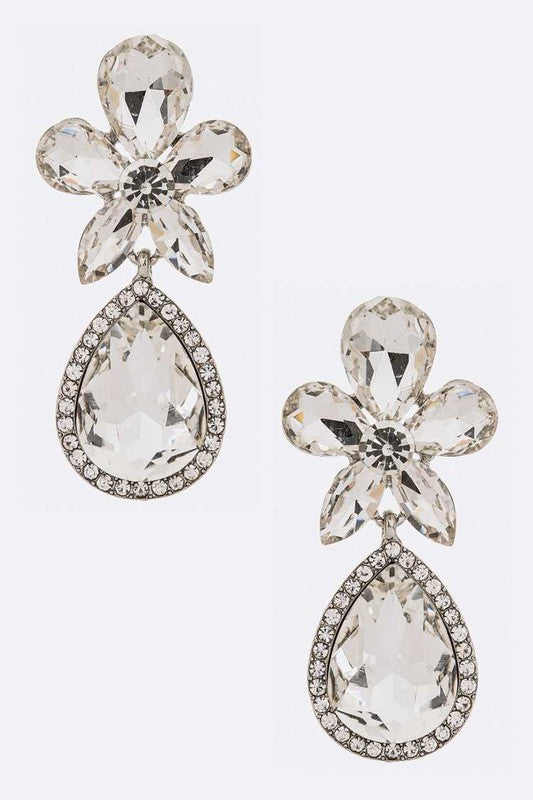 Crsytal Flower Chandelier Earrings