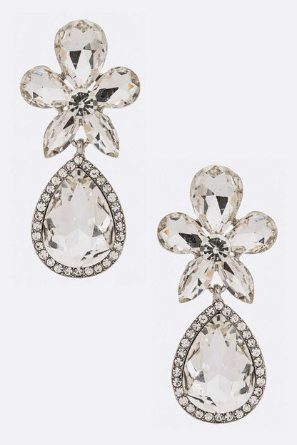 Crsytal Flower Chandelier Earrings