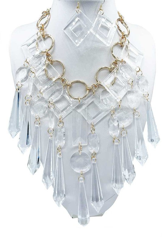 Acrylic Chandelier Statement Necklace Set