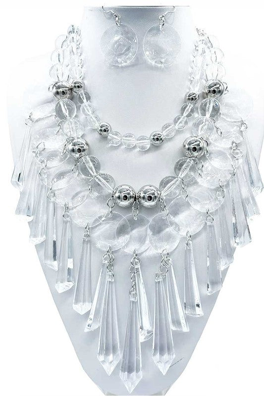 Layered Chandelier Statement Necklace Set