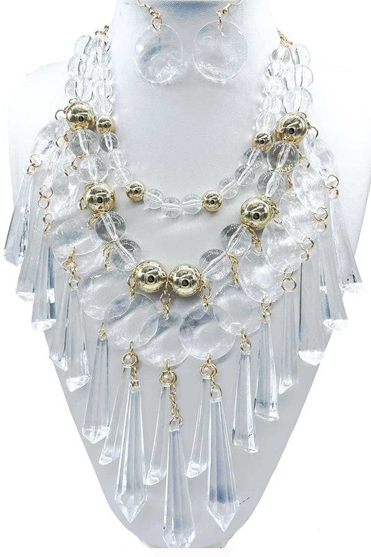 Layered Chandelier Statement Necklace Set