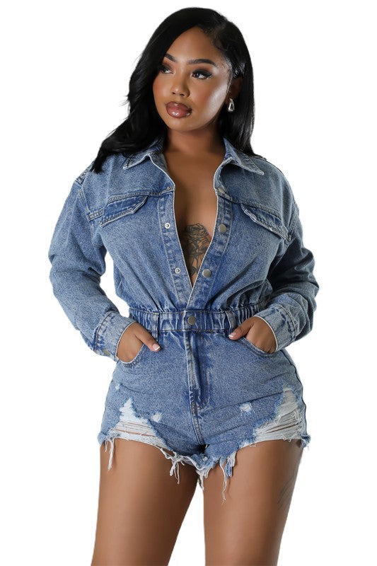 WOMEN FASHION DENIM ROMPERS