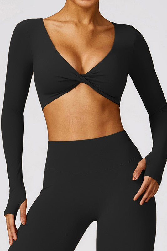 Quick-drying tight-fitting long-sleeved yoga bra