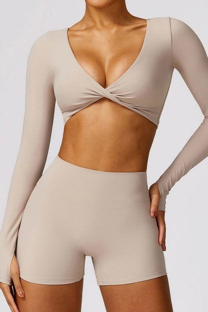 Quick-drying tight-fitting long-sleeved yoga bra