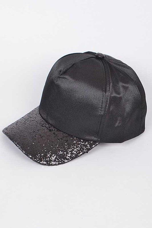 Glitter Brim Satin Cap