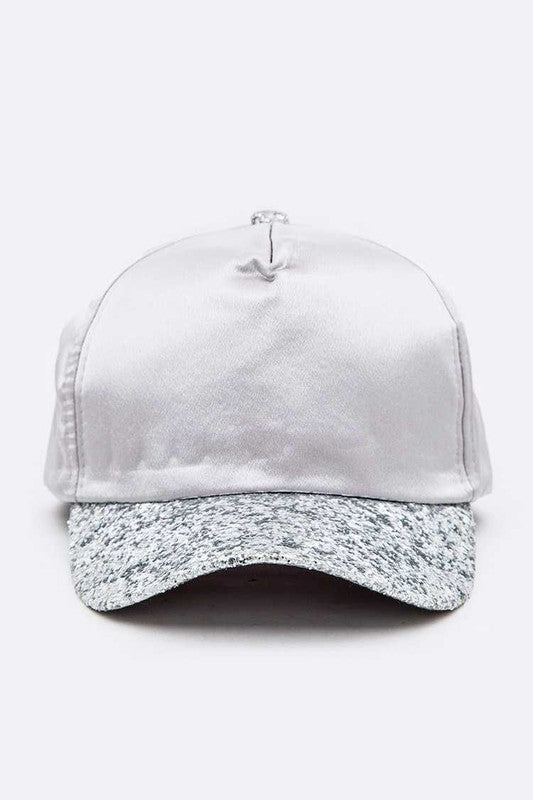 Glitter Brim Satin Cap