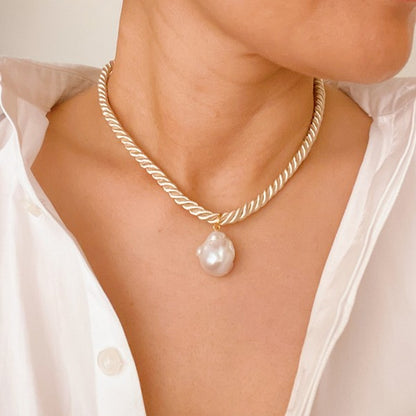 Satin Rope Baroque Pearl Necklace