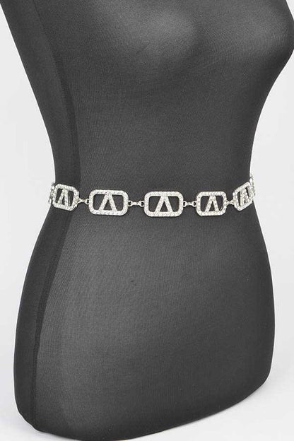 Plus Size Rhinestone Logo Chain Belt