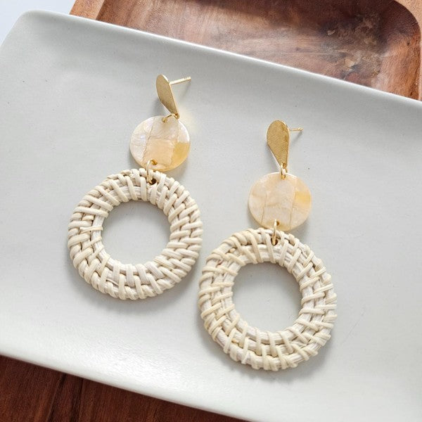 Lana Earrings - Light Rattan