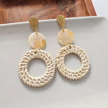 Lana Earrings - Light Rattan