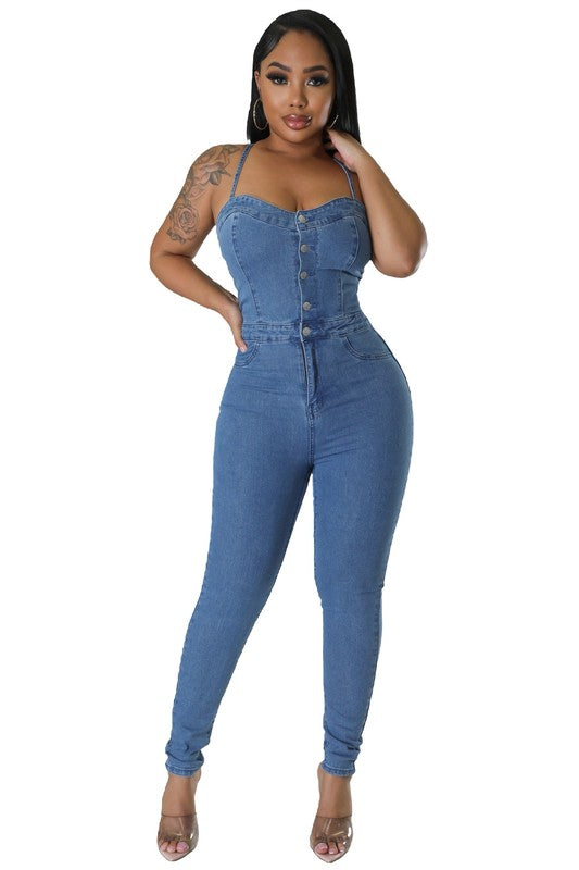 SHE Denim Sexy Jumpsuit