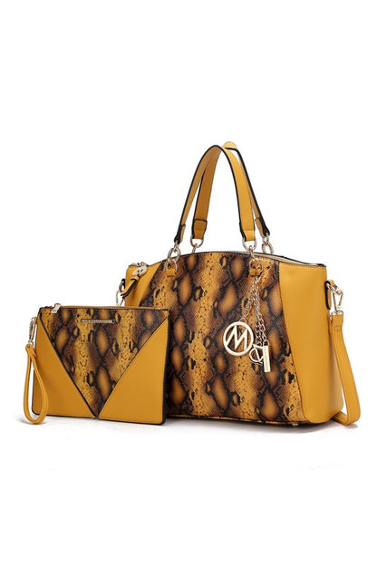 Addison Snake Embossed Tote Bag and Wallet