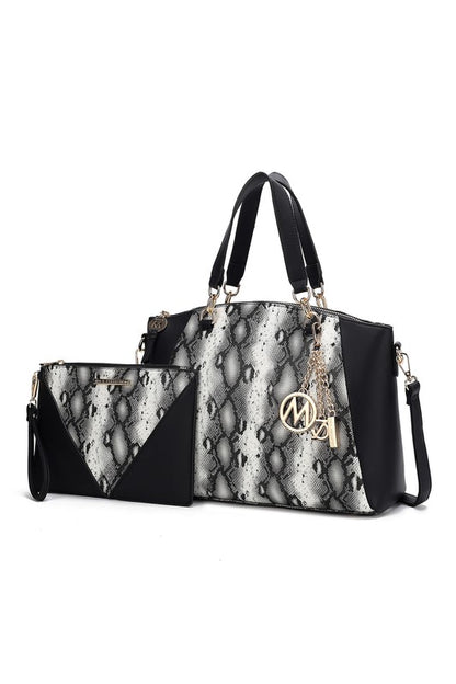 Addison Snake Embossed Tote Bag and Wallet