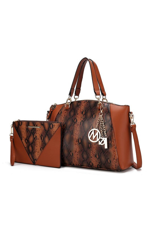 Addison Snake Embossed Tote Bag and Wallet