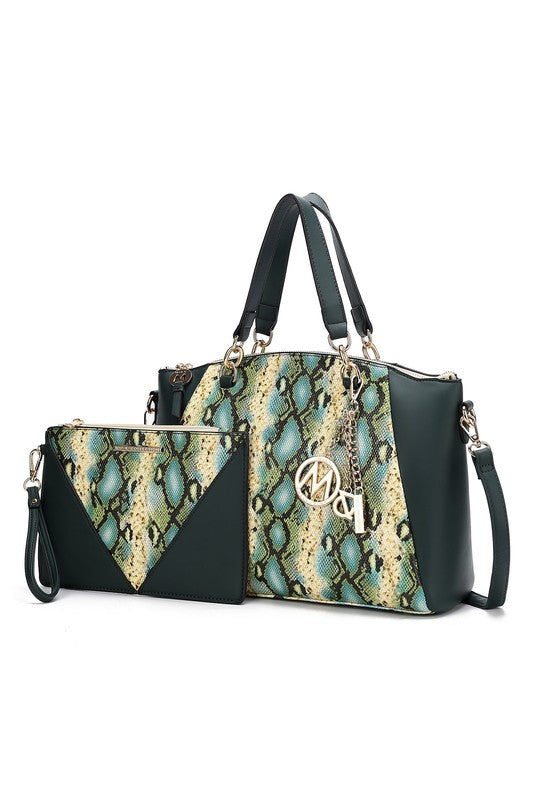 Addison Snake Embossed Tote Bag and Wallet