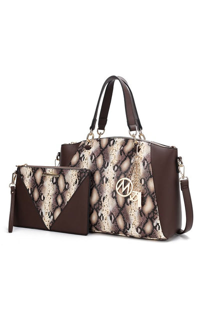 Addison Snake Embossed Tote Bag and Wallet