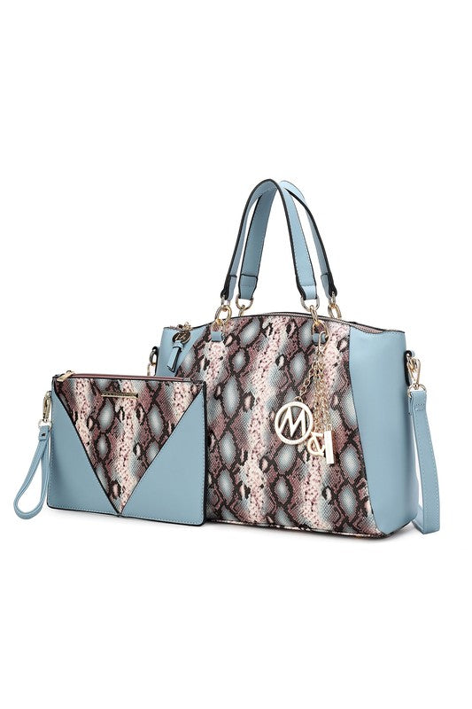 Addison Snake Embossed Tote Bag and Wallet