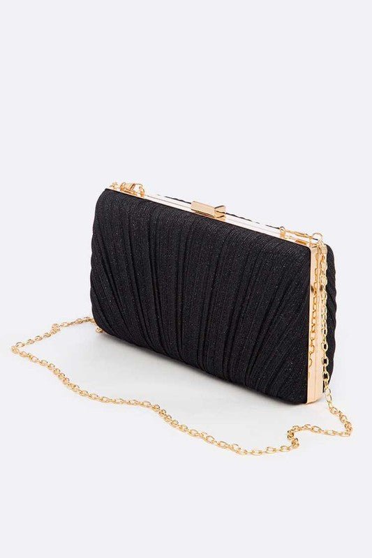 Metallic Pleated Bridal Party Box Clutch