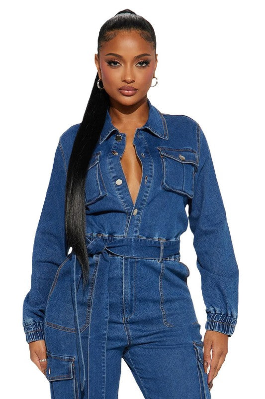 Spinning The Block Denim Sexy Jumpsuit