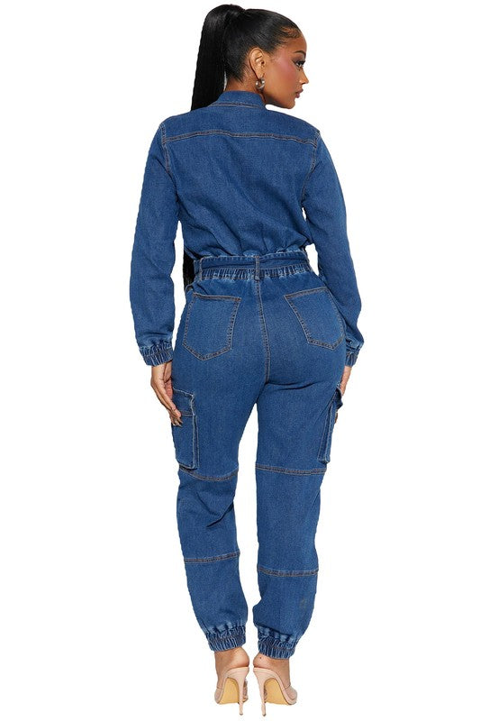 Spinning The Block Denim Sexy Jumpsuit