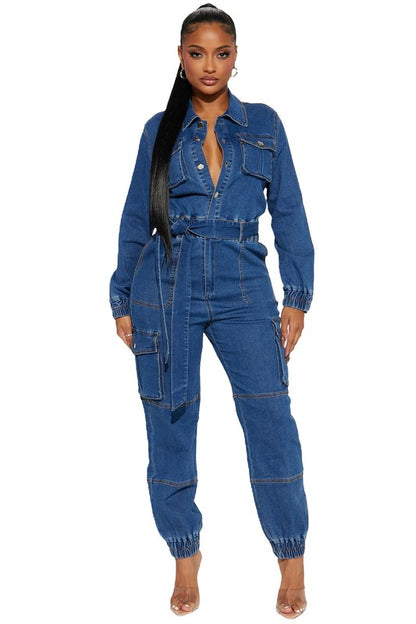 Spinning The Block Denim Sexy Jumpsuit