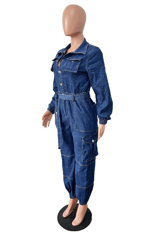 Spinning The Block Denim Sexy Jumpsuit