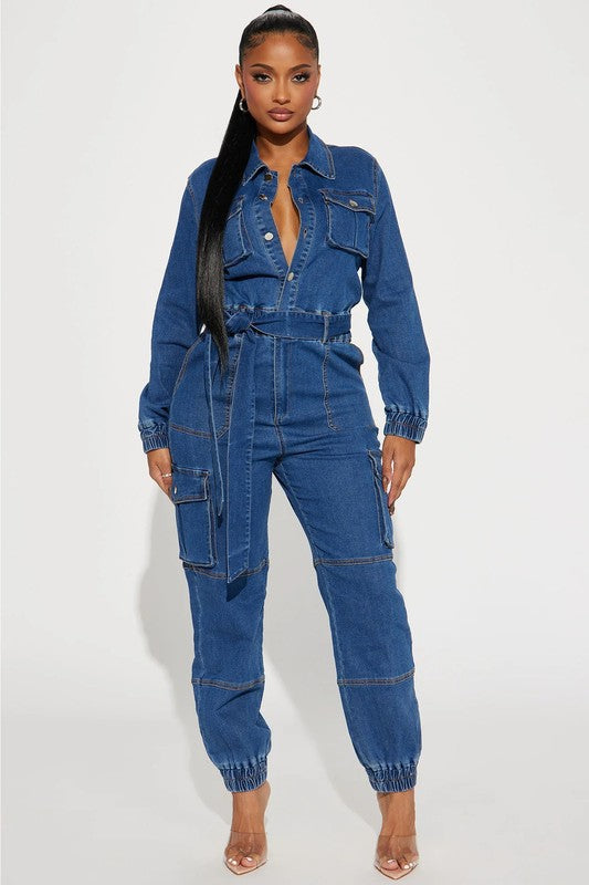 Spinning The Block Denim Sexy Jumpsuit