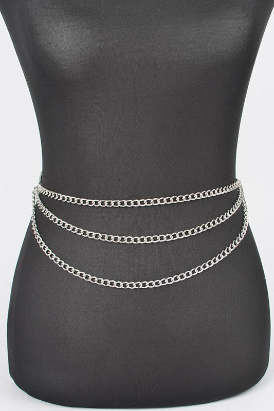 Plus Size Iconic Logo Layered Chain Belt