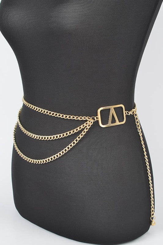 Plus Size Iconic Logo Layered Chain Belt