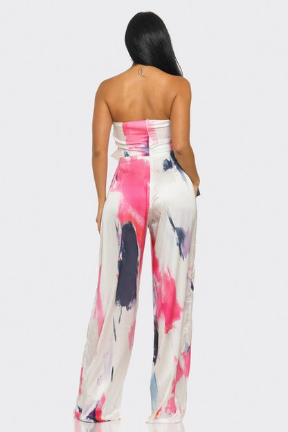 Abstract Elegance Printed Wide Leg Jumpsuit