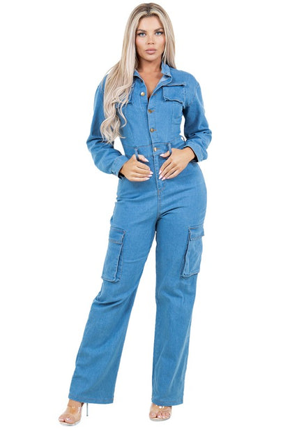 Cold Stone  Denim Sexy Jumpsuit