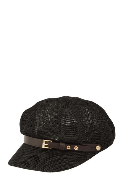 Belt Buckle Beret Straw Hat