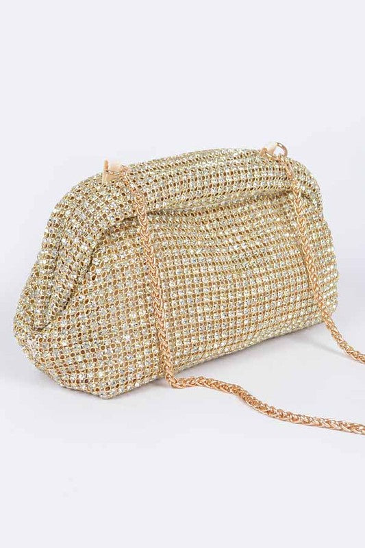 Oversize Rhinestone Convertible Soft Clutch Bag