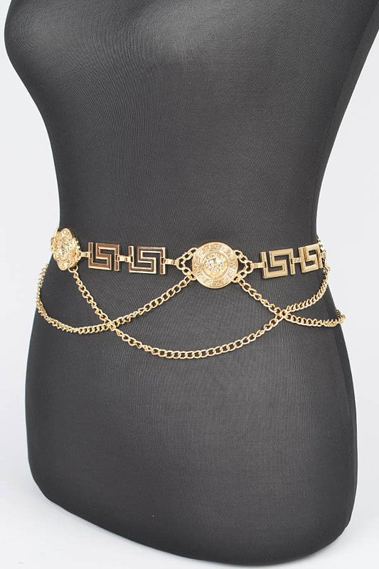 Medallion Iconic Layered Chain Belt