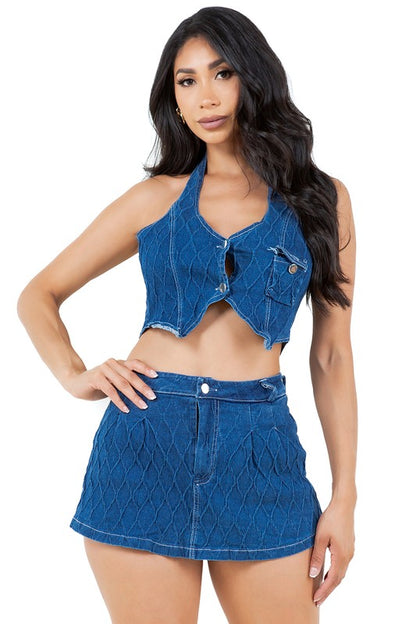 Milani Fashion Denim 2 Piece Short Set