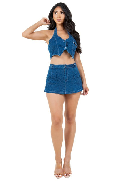 Milani Fashion Denim 2 Piece Short Set