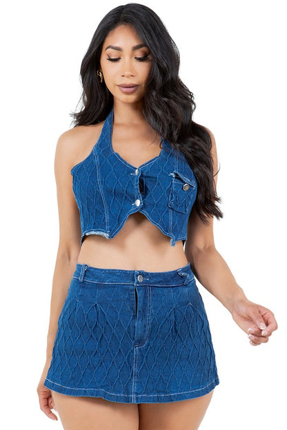 Milani Fashion Denim 2 Piece Short Set