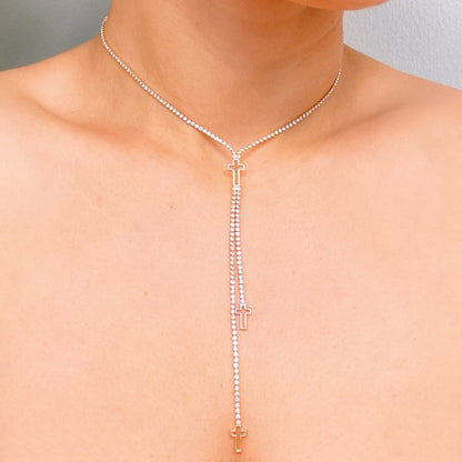 Glam Cross Y-drop Necklace