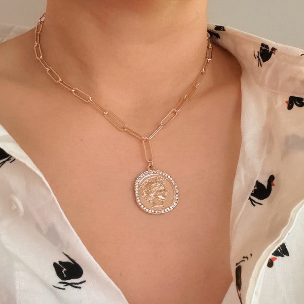 Glam Edge Coin Link Chain Necklace