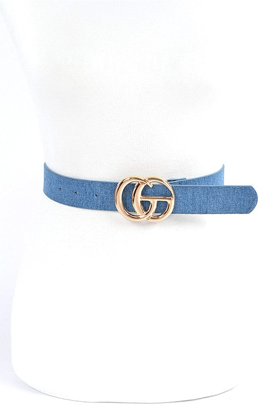 Plus Size Denim Logo Buckle Belt