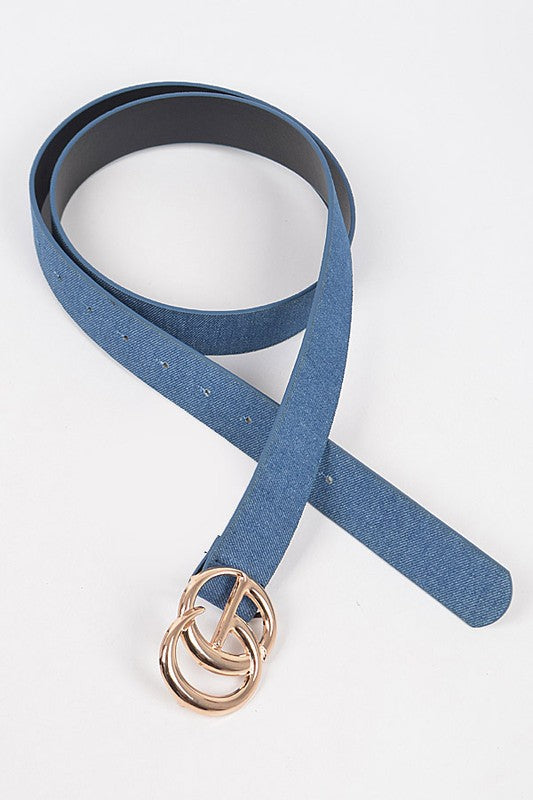 Plus Size Denim Logo Buckle Belt